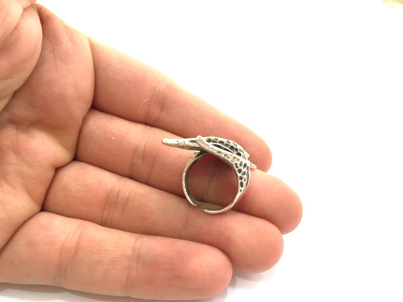 Adjustable Ring Blank, (6mm blank ) Antique Silver Plated Brass G5895