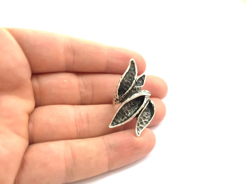 Adjustable Ring Blank, (6mm blank ) Antique Silver Plated Brass G5895