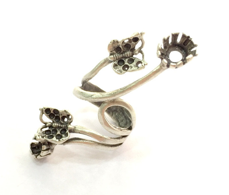 Adjustable Ring Blank, (5mm and 8mm blank ) Antique Silver Plated Brass G5900