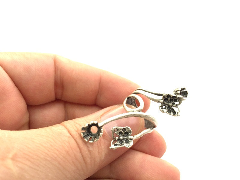 Adjustable Ring Blank, (5mm and 8mm blank ) Antique Silver Plated Brass G5900