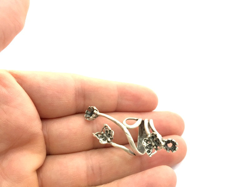 Adjustable Ring Blank, (5mm and 8mm blank ) Antique Silver Plated Brass G5900