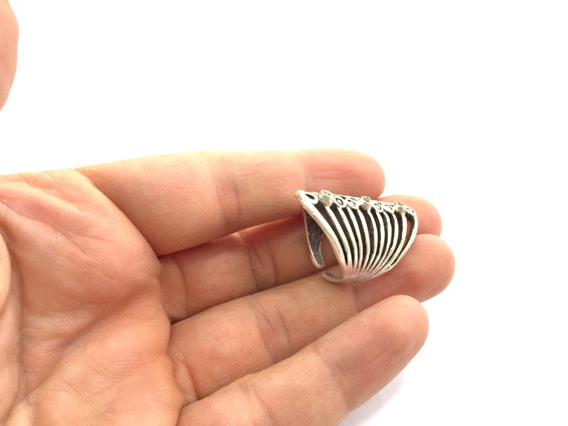 Adjustable Ring Blank, (3mm blank ) Antique Silver Plated Brass G5903