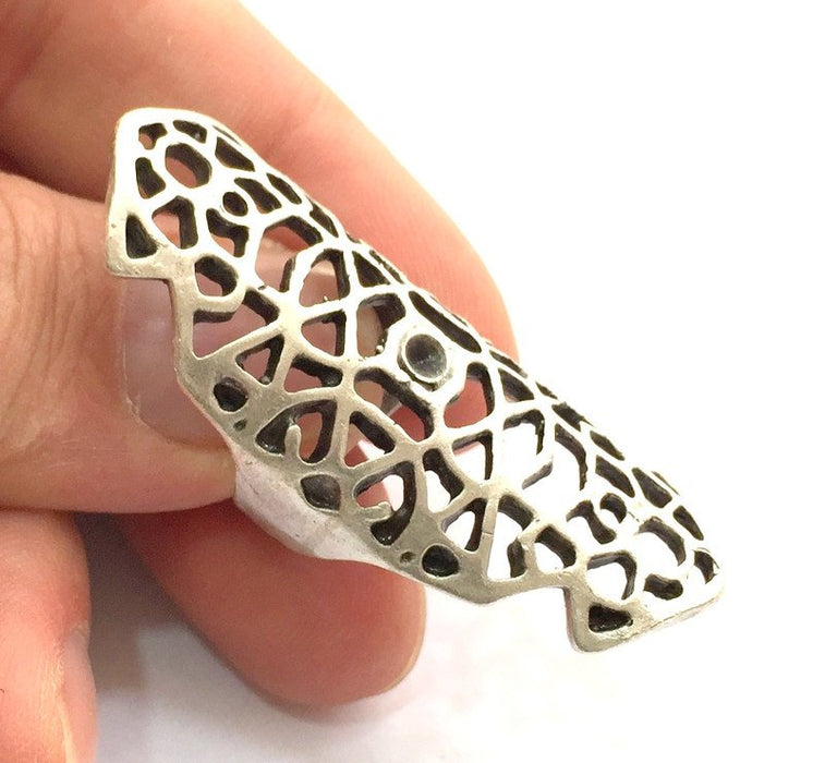 Adjustable Ring Blank, (4mm blank ) Antique Silver Plated Brass G5907
