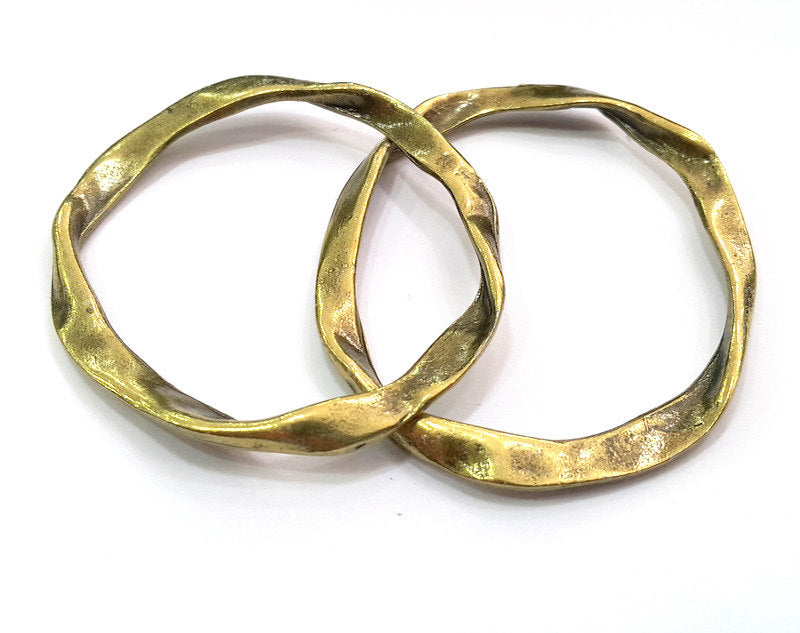 2 Antique Bronze  Circle Round Connector ,Findings 2 Pcs (52x44 mm) G5911