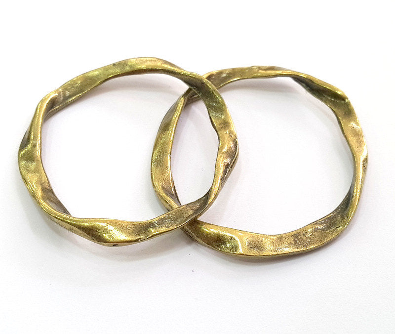 2 Antique Bronze  Circle Round Connector ,Findings 2 Pcs (52x44 mm) G5911