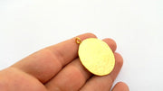 Hammered Round Pendant  (35mm)  Gold Plated Brass   G9215