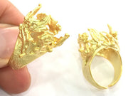 Adjustable Ring Blank (18mm Blank) , Gold Plated Brass G3430