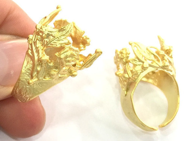 Adjustable Ring Blank (18mm Blank) , Gold Plated Brass G3430