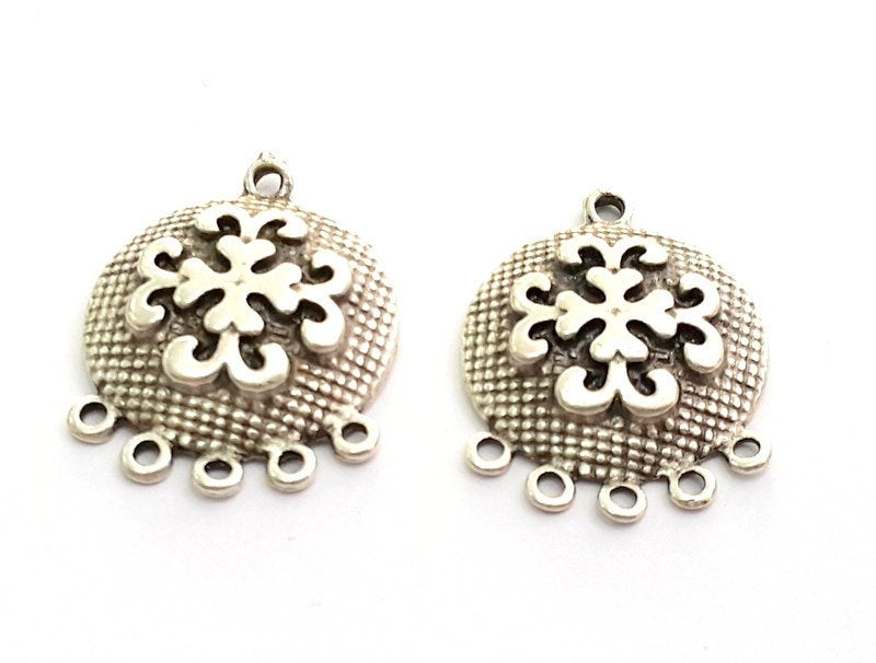 2 Antique Silver Plated Charms  (22mm)  G9491