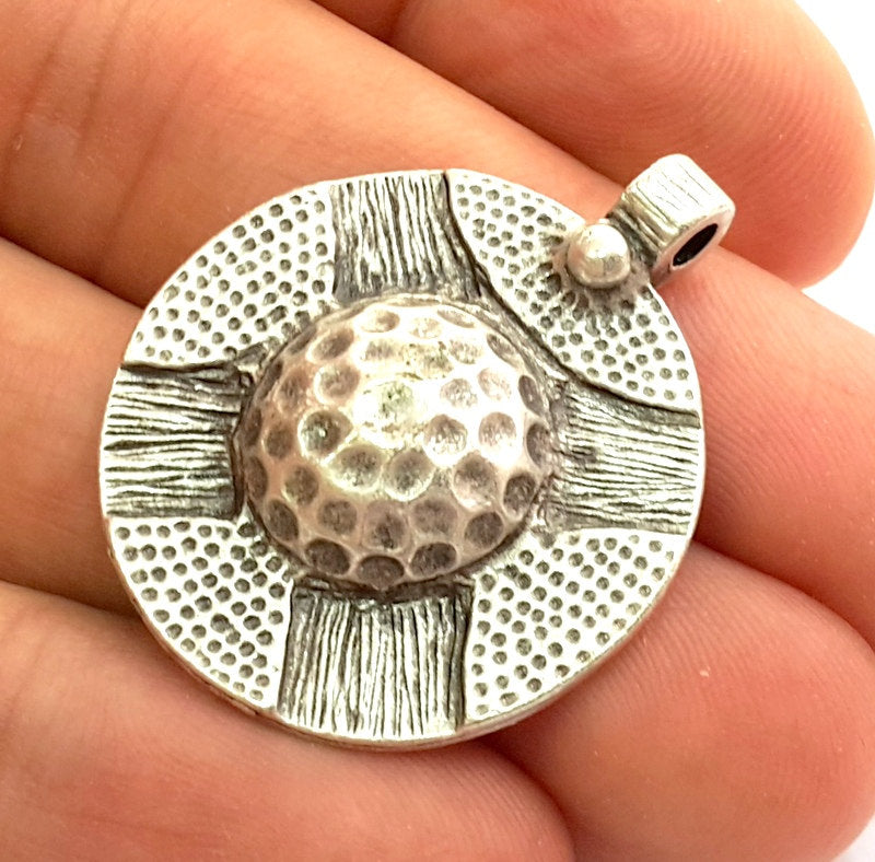 2 Silver Charms Antique Silver Plated Charms (28mm)  G5927