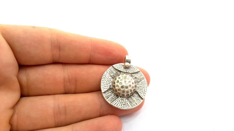 2 Silver Charms Antique Silver Plated Charms (28mm)  G5927