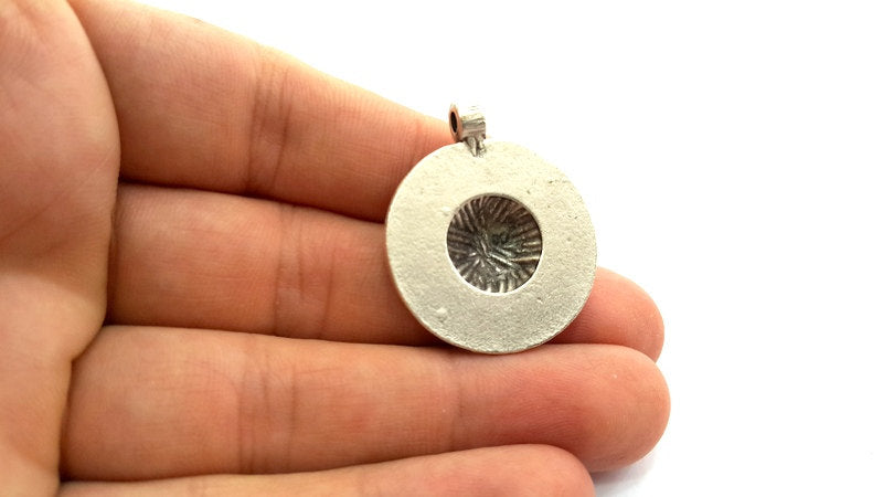 2 Silver Charms Antique Silver Plated Charms (28mm)  G5927