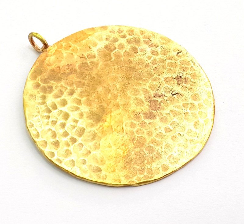Hammered Round Pendant  (45mm)  Antique Raw  Brass   G9222