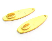 2 Pcs (31x11 mm)  Surfboard Charms , Gold Plated Brass G5932