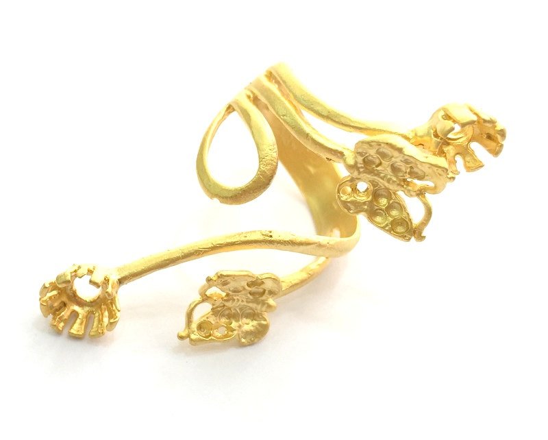 Gold Ring Base Blank Adjustable Ring Blank, (5mm and 6mm blank )  Gold Plated Brass G5935