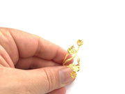 Gold Ring Base Blank Adjustable Ring Blank, (5mm and 6mm blank )  Gold Plated Brass G5935