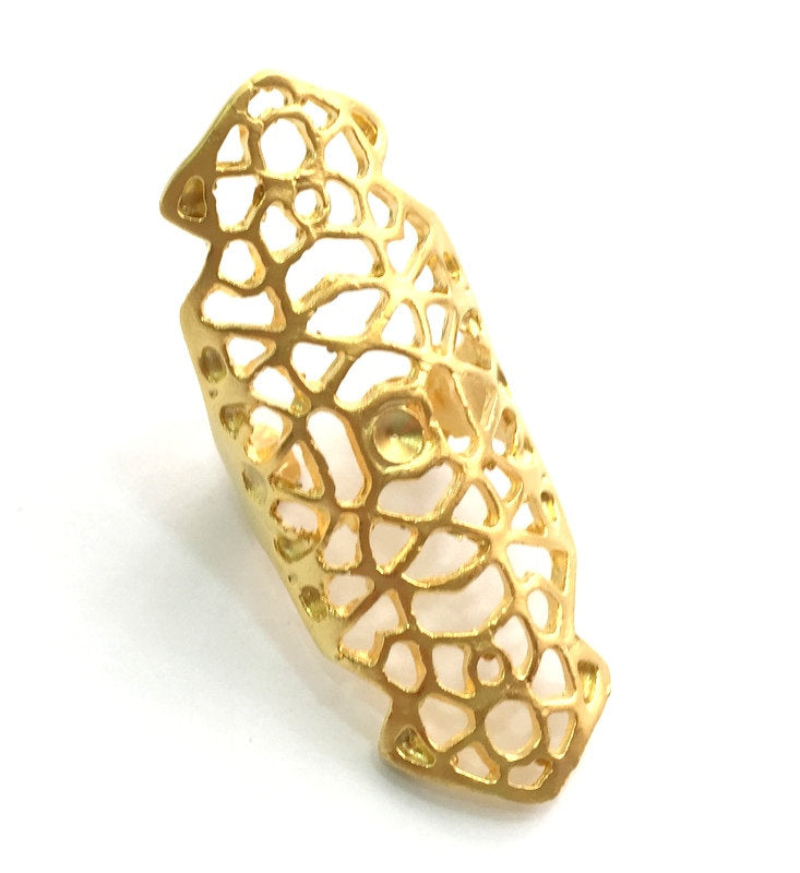 Gold Ring Blank Ring Settings Ring Bezel Base Cabochon Mountings Adjustable  (3mm blank )  Gold Plated Brass G9543