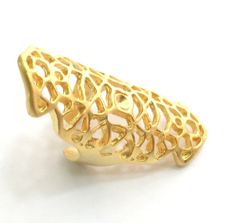 Gold Ring Blank Ring Settings Ring Bezel Base Cabochon Mountings Adjustable  (3mm blank )  Gold Plated Brass G9543