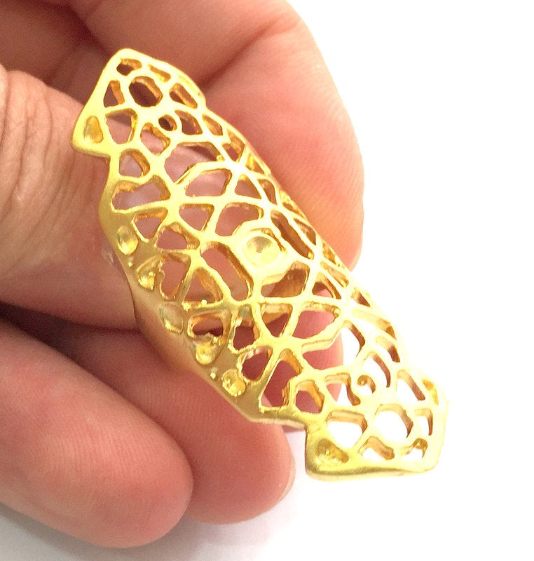 Gold Ring Blank Ring Settings Ring Bezel Base Cabochon Mountings Adjustable  (3mm blank )  Gold Plated Brass G9543