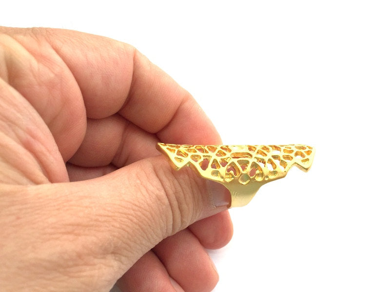 Gold Ring Blank Ring Settings Ring Bezel Base Cabochon Mountings Adjustable  (3mm blank )  Gold Plated Brass G9543