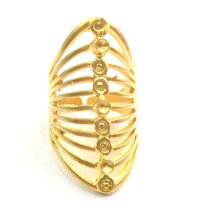 Gold Ring Blank Ring Settings Ring Bezel Base Cabochon Mountings Adjustable (3mm blank )  Gold Plated Brass G5942