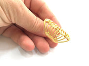 Gold Ring Blank Ring Settings Ring Bezel Base Cabochon Mountings Adjustable (3mm blank )  Gold Plated Brass G5942