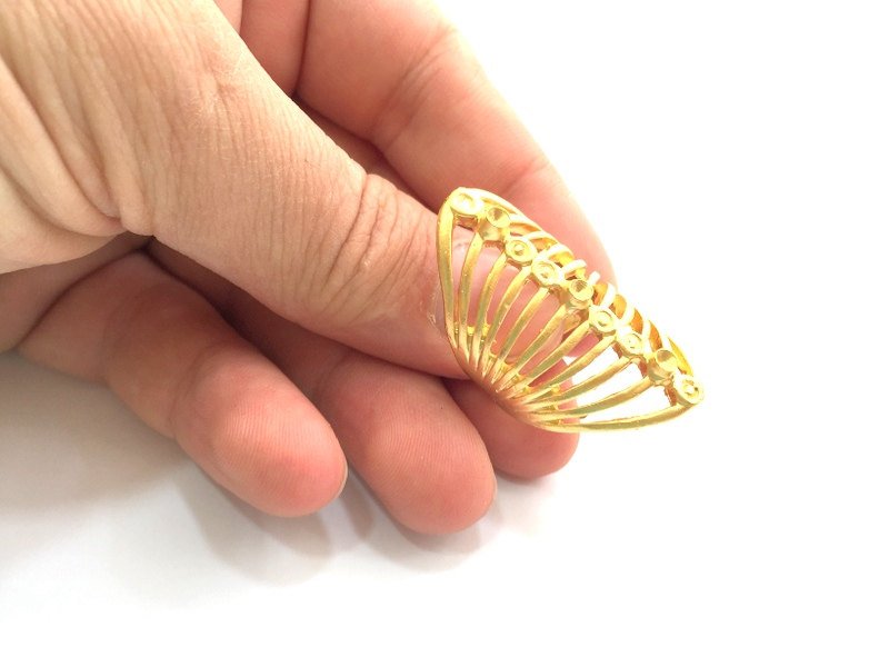 Gold Ring Blank Ring Settings Ring Bezel Base Cabochon Mountings Adjustable (3mm blank )  Gold Plated Brass G5942