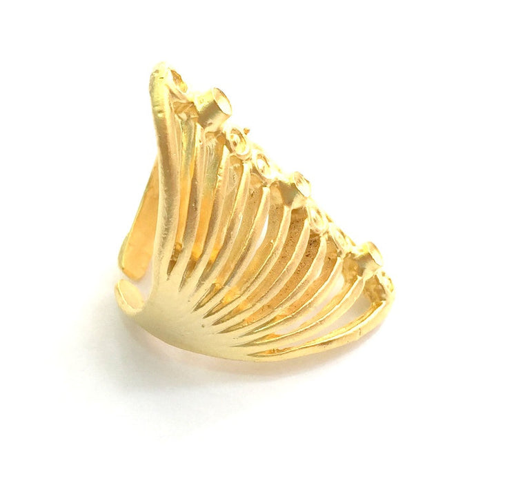 Gold Ring Blank Ring Settings Ring Bezel Base Cabochon Mountings Adjustable (3mm blank )  Gold Plated Brass G5942
