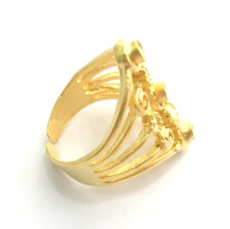 Adjustable Ring Blank, (3mm blank )  Gold Plated Brass G5946