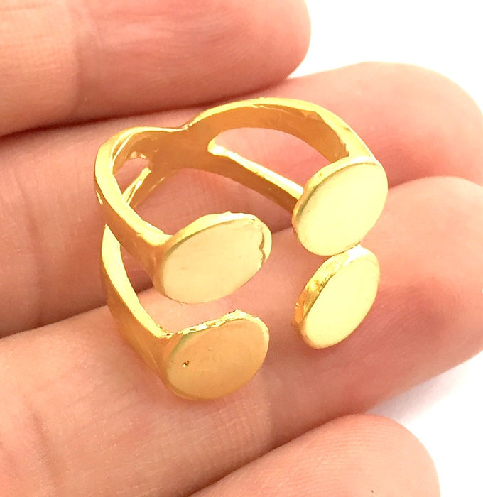 Adjustable Ring Blank, (10mm blank )  Gold Plated Brass G9235