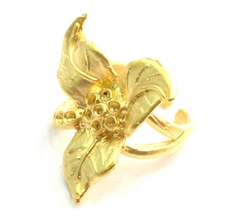 Gold Ring Base Blank Adjustable Ring Blank, (2mm blank )  Gold Plated Brass G5949