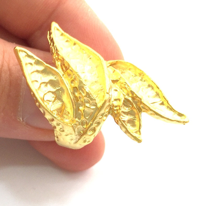 Gold Ring Base Blank Adjustable Ring Blank, (5mm blank )  Gold Plated Brass G5951