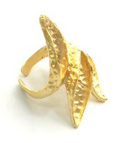 Gold Ring Base Blank Adjustable Ring Blank, (5mm blank )  Gold Plated Brass G5951