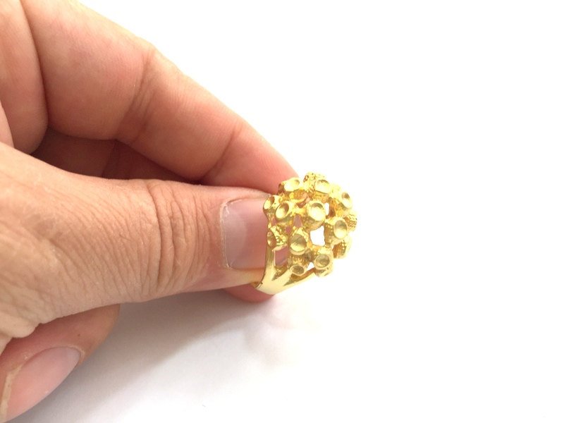 Gold Ring Blank Ring Settings Ring Bezel Base Cabochon Mountings Adjustable  (3mm blank )  Gold Plated Brass G5952