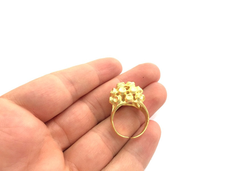 Gold Ring Blank Ring Settings Ring Bezel Base Cabochon Mountings Adjustable  (3mm blank )  Gold Plated Brass G5952
