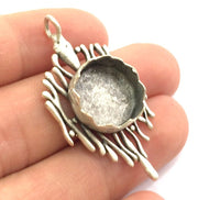 Antique Silver Plated Brass Pendant Settings Blanks  Mountings , (15mm blank) G5956