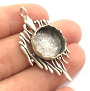 Antique Silver Plated Brass Pendant Settings Blanks  Mountings , (15mm blank) G5956