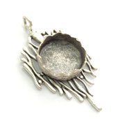 Antique Silver Plated Brass Pendant Settings Blanks  Mountings , (15mm blank) G5956