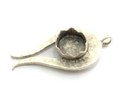 Antique Silver Plated Brass Pendant Settings Blanks  Mountings , (12mm blank) G5958