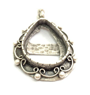 Antique Silver Plated Brass Pendant Settings Blanks  Mountings , (30x22mm drop blank) G9546