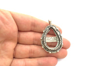 Antique Silver Plated Brass Pendant Settings Blanks  Mountings , (30x22mm drop blank) G9546