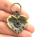 2 Heart Charms Antique Bronze Pendant 52x35 mm  G5973