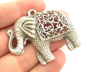 Elephant Pendants (57x45mm) Antique Silver Plated Metal  G5976