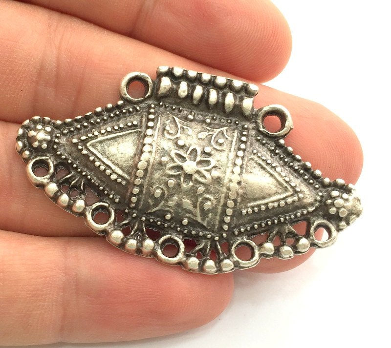 Antique Silver Plated Pendants (50x32mm) Antique Silver Plated Metal  G9566