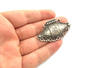 Antique Silver Plated Pendants (50x32mm) Antique Silver Plated Metal  G9566