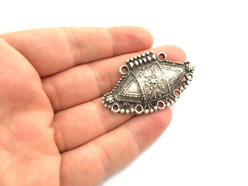 Antique Silver Plated Pendants (50x32mm) Antique Silver Plated Metal  G9566