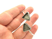 Adjustable Bracelet Blank Findings (15mm Triangle  Blank) , Antique Silver Plated Brass G5980