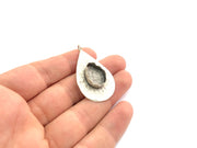 Antique Silver Plated Brass  Hammered Pendant Settings Blanks  Mountings , (18X13mm drop blank) G5983
