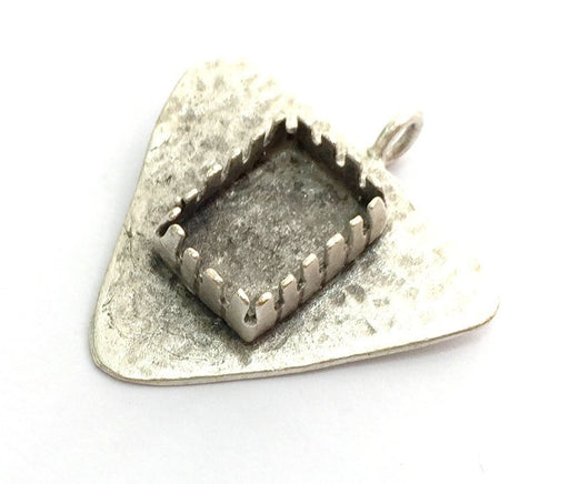 Blank Bezel Settings Pendant Base Blank Pendant Necklace Blank Antique Silver Plated Brass Mountings ,Blanks  (14x10mm rectangle ) G5985