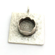 Antique Silver Plated Brass  Hammered Pendant Settings Blanks  Mountings , (10mm square blank) G5986
